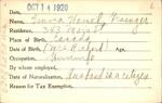 Voter registration card of Emma Hamel Grainger, Hartford, October 14, 1920