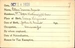 Voter registration card of Ellen Turner Grant, Hartford, October 14, 1920