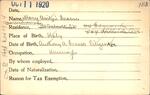 Voter registration card of Mary Avitui Grasso, Hartford, October 11, 1920