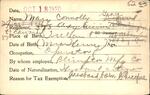 Voter registration card of Mary Connolly Gray, Hartford, October 18, 1920
