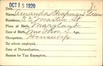 Voter registration card of Amanda Chapman Green, Hartford, October 15, 1920