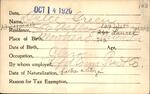 Voter registration card of Dulce Green, Hartford, October 14, 1920