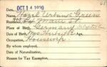 Voter registration card of Hazel Urbank Green, Hartford, October 14, 1920