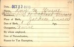 Voter registration card of Amy M. Greene, Hartford, October 12, 1920