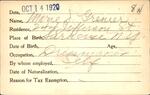 Voter registration card of Marie J. Grenier, Hartford, October 14, 1920