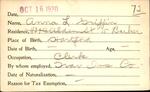 Voter registration card of Anna L. Griffin, Hartford, October 16, 1920