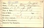 Voter registration card of Edna May Hansen (Griffith), Hartford, October 15, 1920