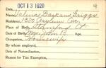 Voter registration card of Valina Daskam Griggs, Hartford, October 13, 1920