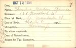 Voter registration card of Christine Gordon Grimes, Hartford, October 18, 1920