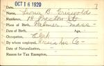 Voter registration card of Leona B. Griswold, Hartford, October 16, 1920