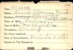 Voter registration card of Bessie Silverman Gross, Hartford, October 18, 1920