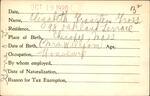 Voter registration card of Elizabeth Granstem (Granstern) Gross, Hartford, October 19, 1920
