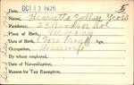 Voter registration card of Henrietta Zoellner Gross, Hartford, October 13, 1920