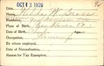 Voter registration card of Hilda W. Gross, Hartford, October 13, 1920