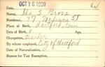 Voter registration card of Ida S. Gross, Hartford, October 16, 1920