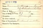 Voter registration card of Emma Wollmann Grundt, Hartford, October 13, 1920