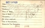 Voter registration card of Mary Belanger Guertin, Hartford, October 18, 1920