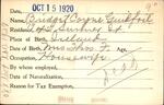Voter registration card of Bridget Coyne Guilfoil, Hartford, October 15, 1920