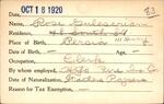 Voter registration card of Rose Guleserian, Hartford, October 18, 1920