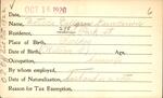 Voter registration card of Matilda Dellgran Gunderson, Hartford, October 16, 1920