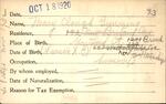 Voter registration card of Mary Clough Gunning, Hartford, October 18, 1920
