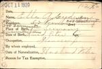 Voter registration card of Ella A. Gydesen, Hartford, October 11, 1920