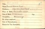 Voter registration card of Anna Morse Haas, Hartford, October 14, 1920