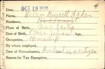 Voter registration card of Helen Burrell Haden, Hartford, October 19, 1920