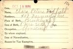 Voter registration card of Clara Peters Hadfield, Hartford, October 18, 1920