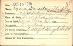 Voter registration card of Mona Garcelon Hadley Hartford, October 15, 1920
