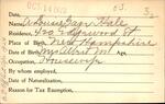 Voter registration card of A. Louise Gage Hale, Hartford, October 14, 1920