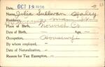 Voter registration card of Julia Sullivan Haley, Hartford, October 19, 1920