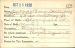 Voter registration card of Gertrude Brewer Halliday, Hartford, October 15, 1920