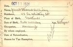 Voter registration card of Janet Stewart Halliday, Hartford, October 13, 1920