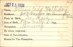 Voter registration card of Lillian Cady Halliday, Hartford, October 15, 1920