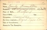 Voter registration card of Emily Hamilton, Hartford, October 11, 1920