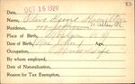 Voter registration card of Olive Heine Hamilton, Hartford, October 16, 1920