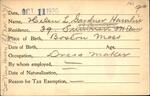 Voter registration card of Helen L. Gardner Hamlin, Hartford, October 11, 1920