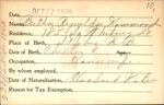 Voter registration card of Bertha Reynolds Hammond, Hartford, October 12, 1920