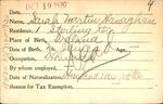 Voter registration card of Sarah Martin Hanaghan, Hartford, October 19, 1920
