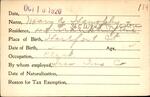 Voter registration card of Mary A. Hanofsky, Hartford, October 16, 1920