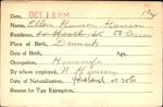 Voter registration card of Ellen Hansen Hansen, Hartford, October 18, 1920