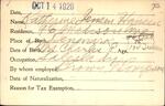 Voter registration card of Katherine Jensen Hansen, Hartford, October 14, 1920