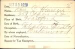 Voter registration card of Rose C. Hansen, Hartford, October 13, 1920