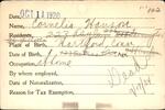 Voter registration card of Cornelia Hanson, Hartford, October 11, 1920