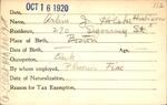 Voter registration card of Arline J. Holske (Harbison), Hartford, October 16, 1920