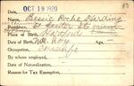 Voter registration card of Bessie Roche Harding, Hartford, October 19, 1920