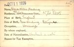 Voter registration card of Clara Willis Harding, Hartford, October 11, 1920