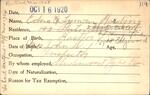 Voter registration card of Edna A. Lyman Harding, Hartford, October 16, 1920
