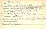 Voter registration card of Mary Wilson Harrington, Hartford, October 16, 1920